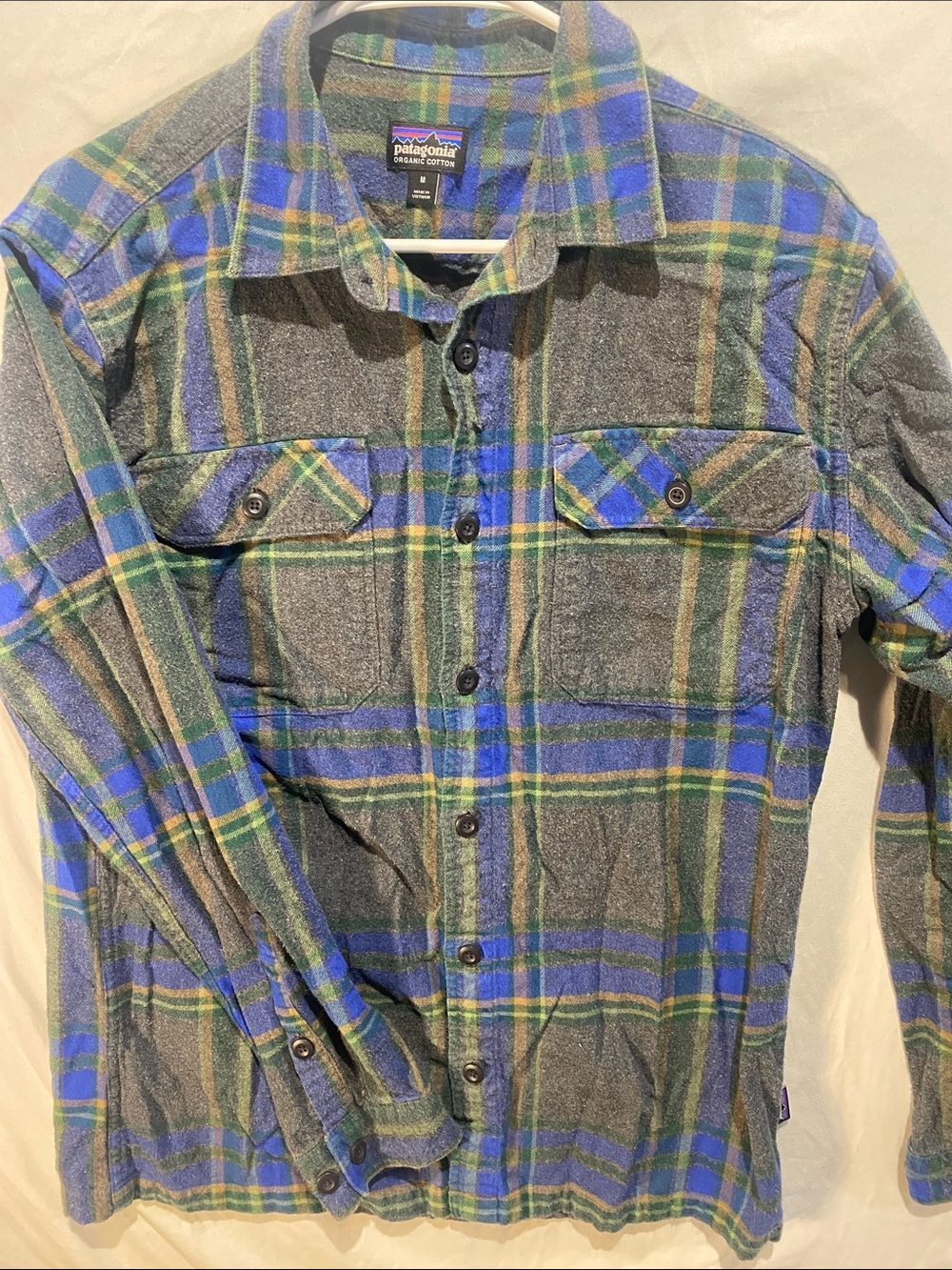 Patagonia (heavyweight)Green, Blue & Gray Plaid Button-Down flannel  Shirt